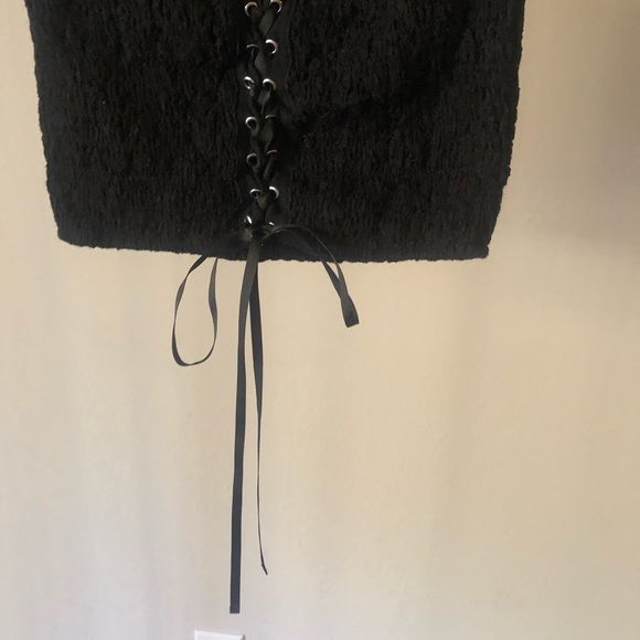 Zara Corset Lace Up Bodice Tube Top in Black L - Picture 5 of 9